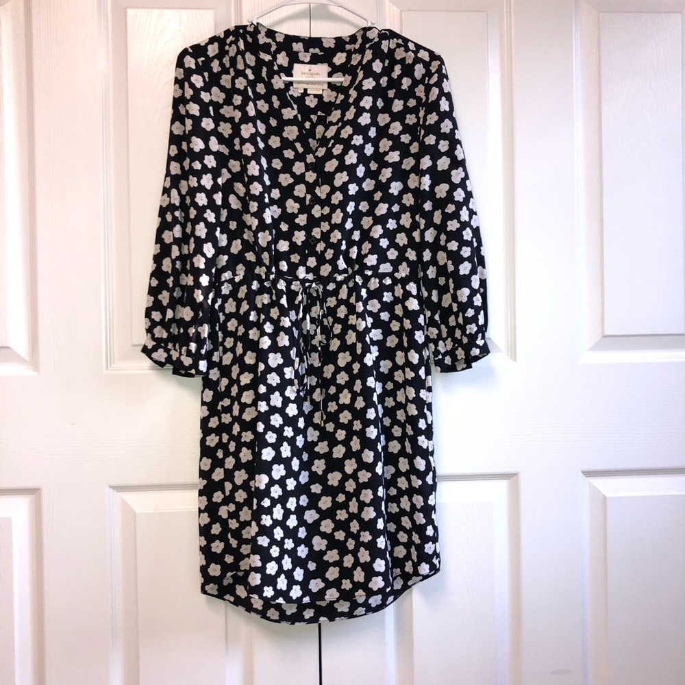 kate spade, Black and white midi dress, extra small , 100% percent si…
